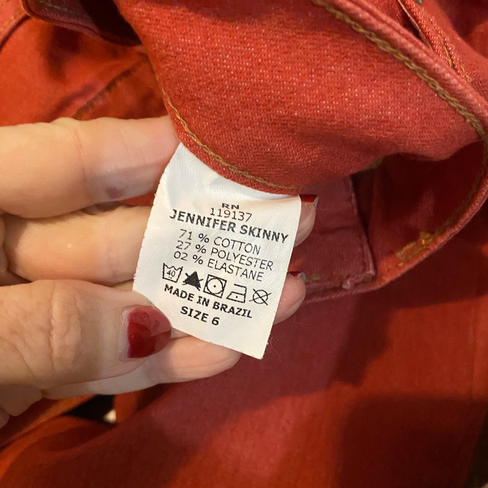 Beija -Flor High Rise Chili Red Jeans 6 - Picture 7 of 7
